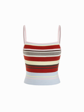 Knit Colorblock Square Neck Slim Crop Cami Top