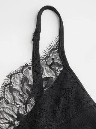 Mesh Floral Graphic V-neck Lace Panel Cami Top