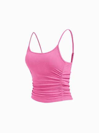 U-neckline Ruched Cami Top