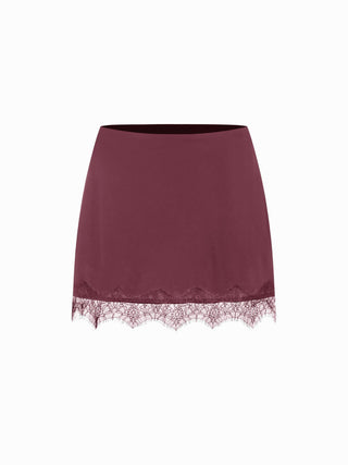 Low Rise Lace Trim A-line Mini Skirt