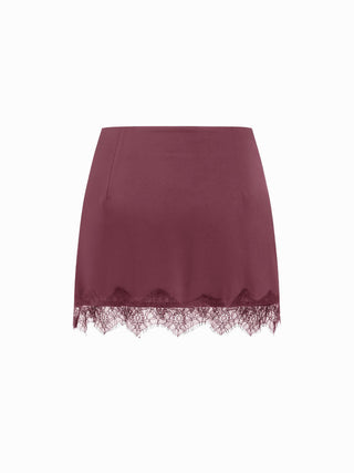 Low Rise Lace Trim A-line Mini Skirt