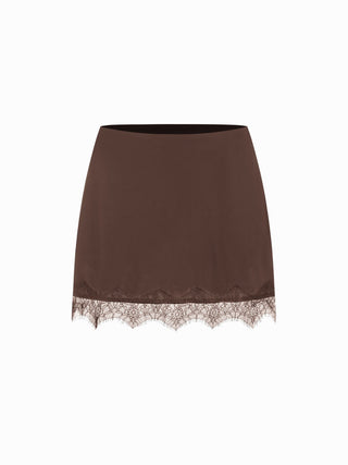 Low Rise Lace Trim A-line Mini Skirt
