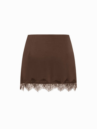 Low Rise Lace Trim A-line Mini Skirt