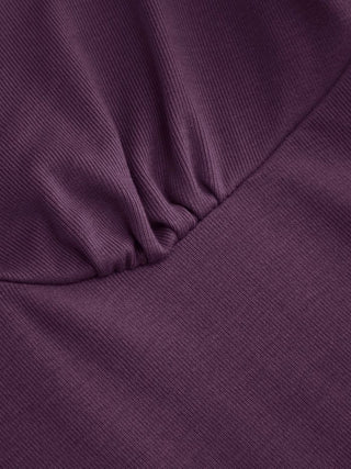 Viscose-blend V-neck Lace Panel 3/4 Long Sleeve Tee