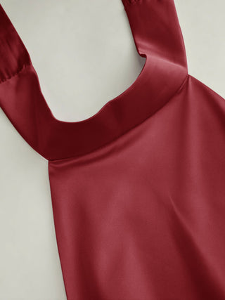 Satin Halter Neck Wrap High Rise Mermaid Maxi Dress