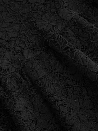 Cotton-blend Lace Boat Neck A-line Ruffle Hem Mini Dress