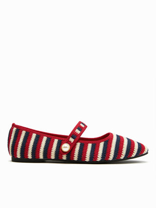 STRIPED KNITTED MARY JANE FLATS