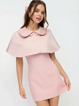 Peter Pan Collar Satin Crop Cape Jacket