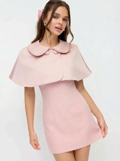 Peter Pan Collar Satin Crop Cape Jacket