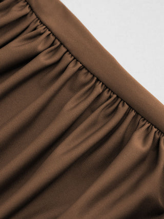 Cowl Neck Ruched Backless Maxi Dress