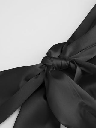 Satin Halter Neck Twist Knotted A-line Maxi Dress