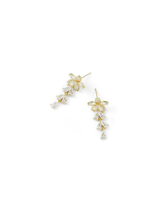 FLOWER RHINESTONE DROP EARRINGS