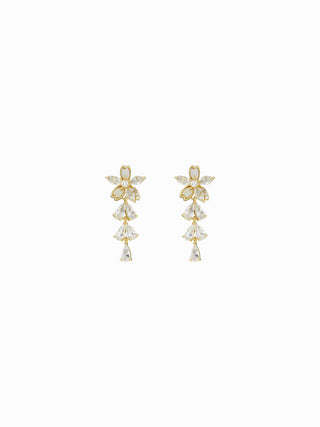 FLOWER RHINESTONE DROP EARRINGS