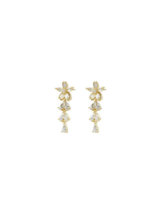 FLOWER RHINESTONE DROP EARRINGS