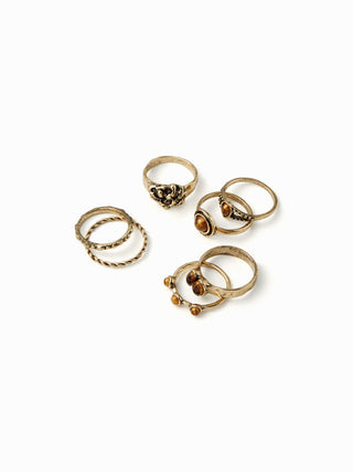 7PCS RESIN & TWISTED RING SET