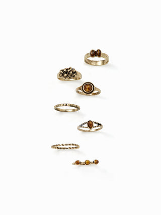 7PCS RESIN & TWISTED RING SET