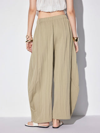 Cotton-blend Low Rise Oversized Tapered Trousers