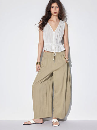 Cotton-blend Low Rise Oversized Tapered Trousers