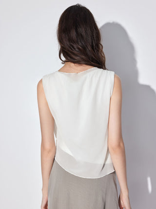Chiffon Textured Ruched Tank Blouse