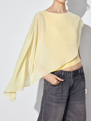 Boat Neck Asymmetrical Draped Tank Top