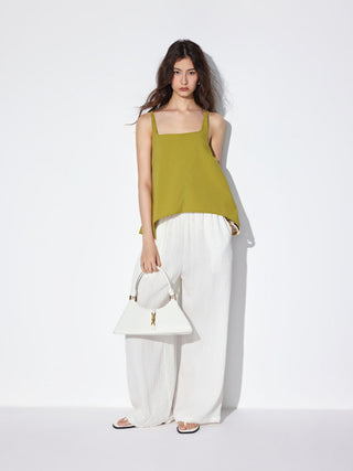 Square Neck Asymmetrical Hem Oversized Tank Blouse