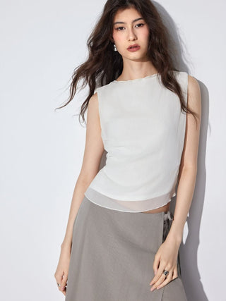 Chiffon Textured Ruched Tank Blouse