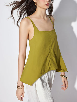 Square Neck Asymmetrical Hem Oversized Tank Blouse