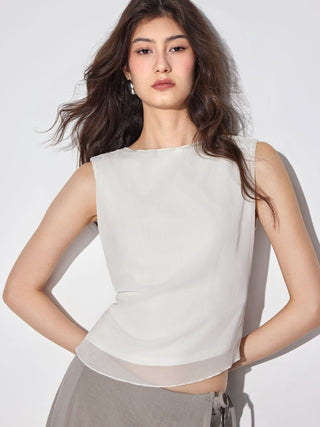 Chiffon Textured Ruched Tank Blouse