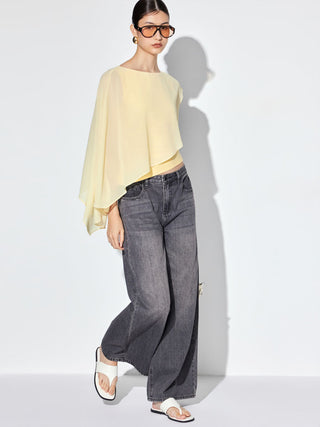 Boat Neck Asymmetrical Draped Tank Top