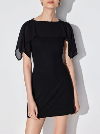 Boat Neck Draped Detail A-line Mini Dress