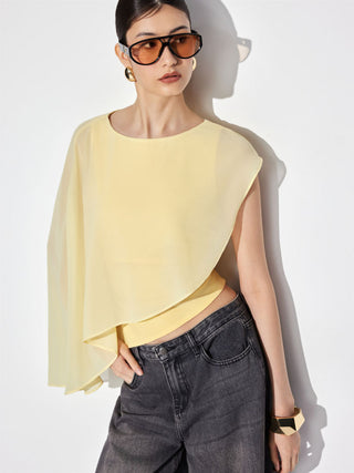Boat Neck Asymmetrical Draped Tank Top