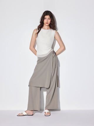Chiffon Textured Ruched Tank Blouse