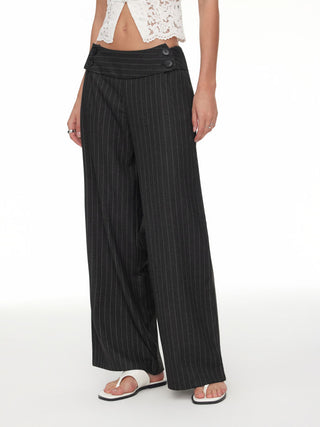 Low Rise Striped Wide Leg Trousers