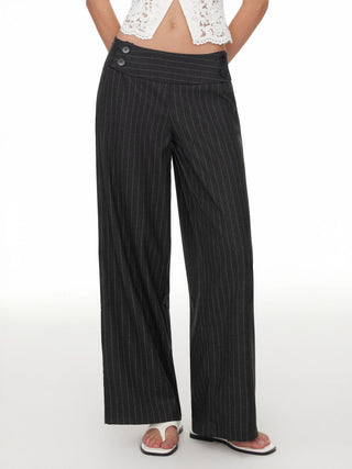 Low Rise Striped Wide Leg Trousers