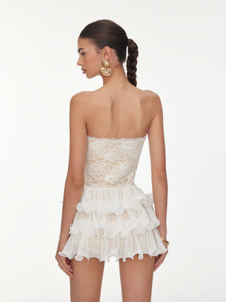 Lace Floral Bandeau Basque Waistline Rara Mini Dress