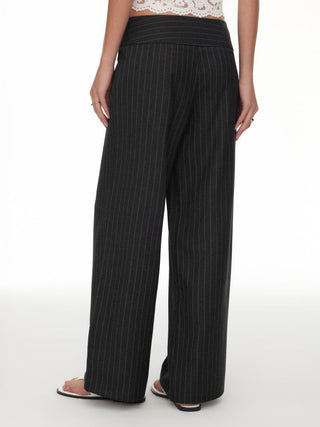 Low Rise Striped Wide Leg Trousers