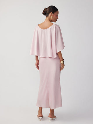 Satin Dolman Sleeve Top & Mid Rise Mermaid Maxi Skirt Set