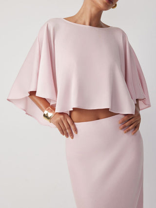 Satin Dolman Sleeve Top & Mid Rise Mermaid Maxi Skirt Set