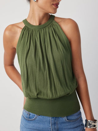 Knit High Stretch Ruched Draped Vest