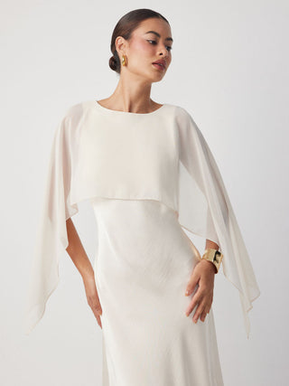 Cloak Sleeve Wrap Mermaid Maxi Dress