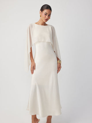 Cloak Sleeve Wrap Mermaid Maxi Dress