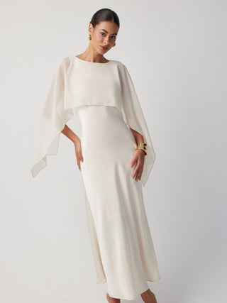 Cloak Sleeve Wrap Mermaid Maxi Dress