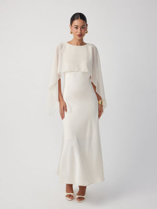 Cloak Sleeve Wrap Mermaid Maxi Dress