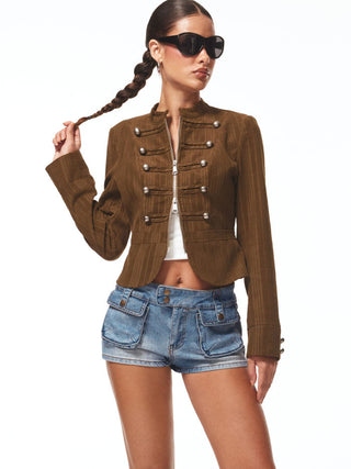 Denim Low Rise Shorts with Large Flap Pockets