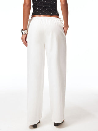 Low Rise Drawstring Long Straight Leg Trousers