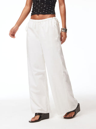 Low Rise Drawstring Long Straight Leg Trousers