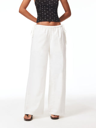 Low Rise Drawstring Long Straight Leg Trousers