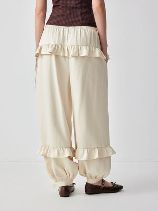 Mid Rise Layered Ruffled Jogger Trousers
