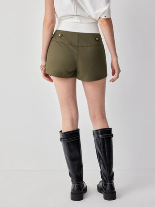 Cotton-blend Low Rise Metal Detail Shorts