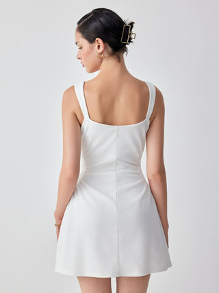 Scoop Neck Ruched A-line Tank Mini Dress